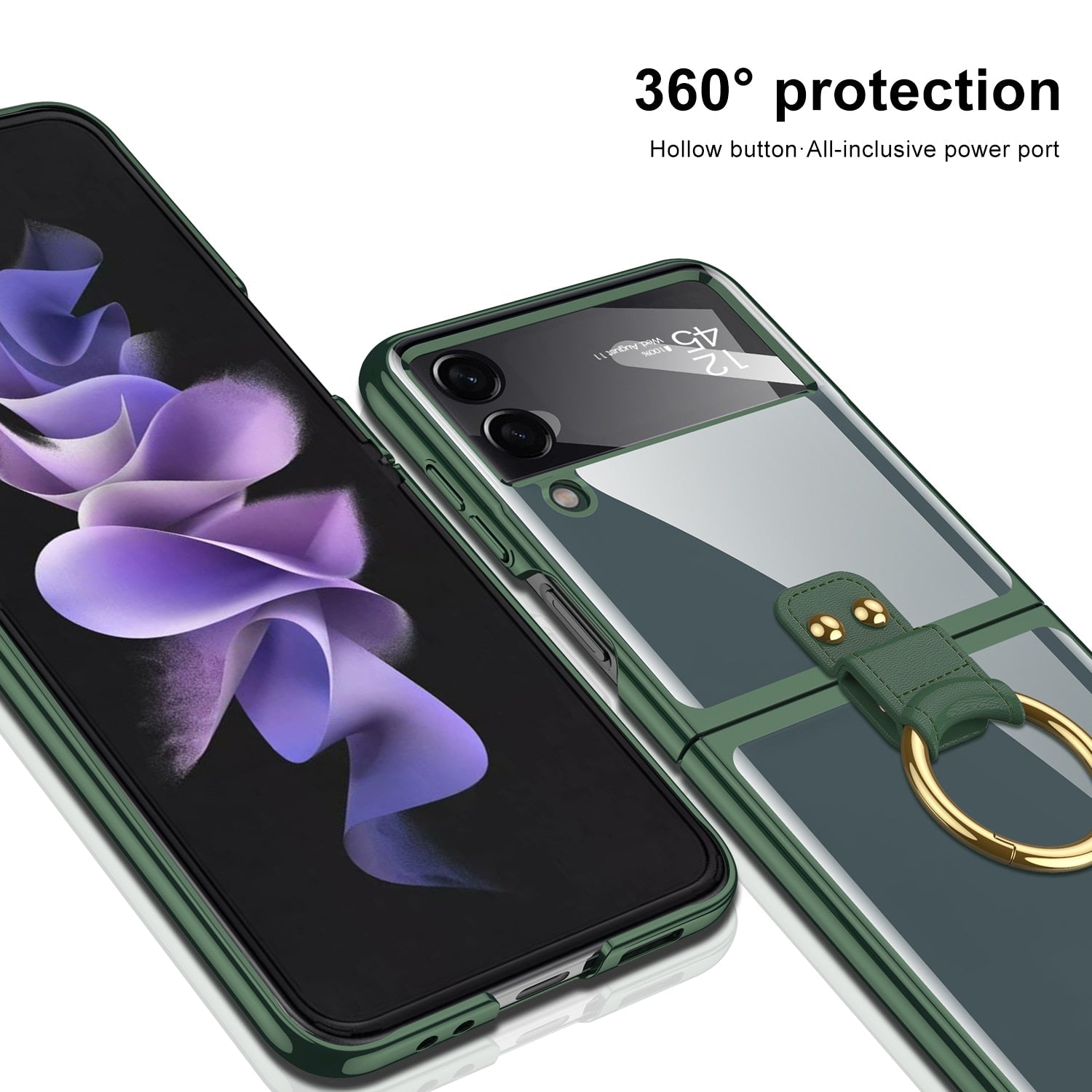 Transparent Case with Ring Holder for Samsung Galaxy Z Flip 4 - Galaxy Z Flip 4 Case