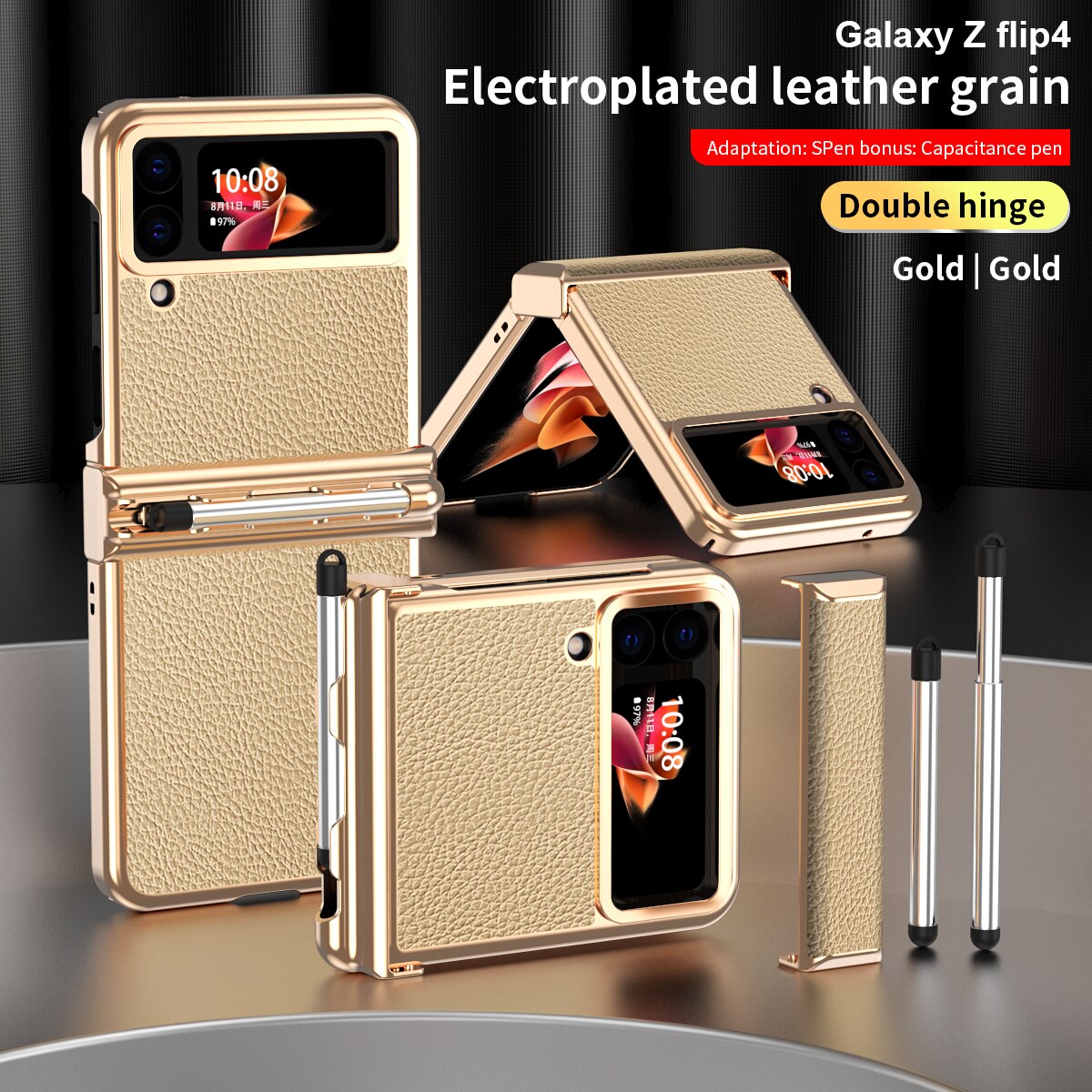 Luxury Leather Case (Pen Slot) For Samsung Galaxy Z Flip 4 - Galaxy Z Flip 4 Case