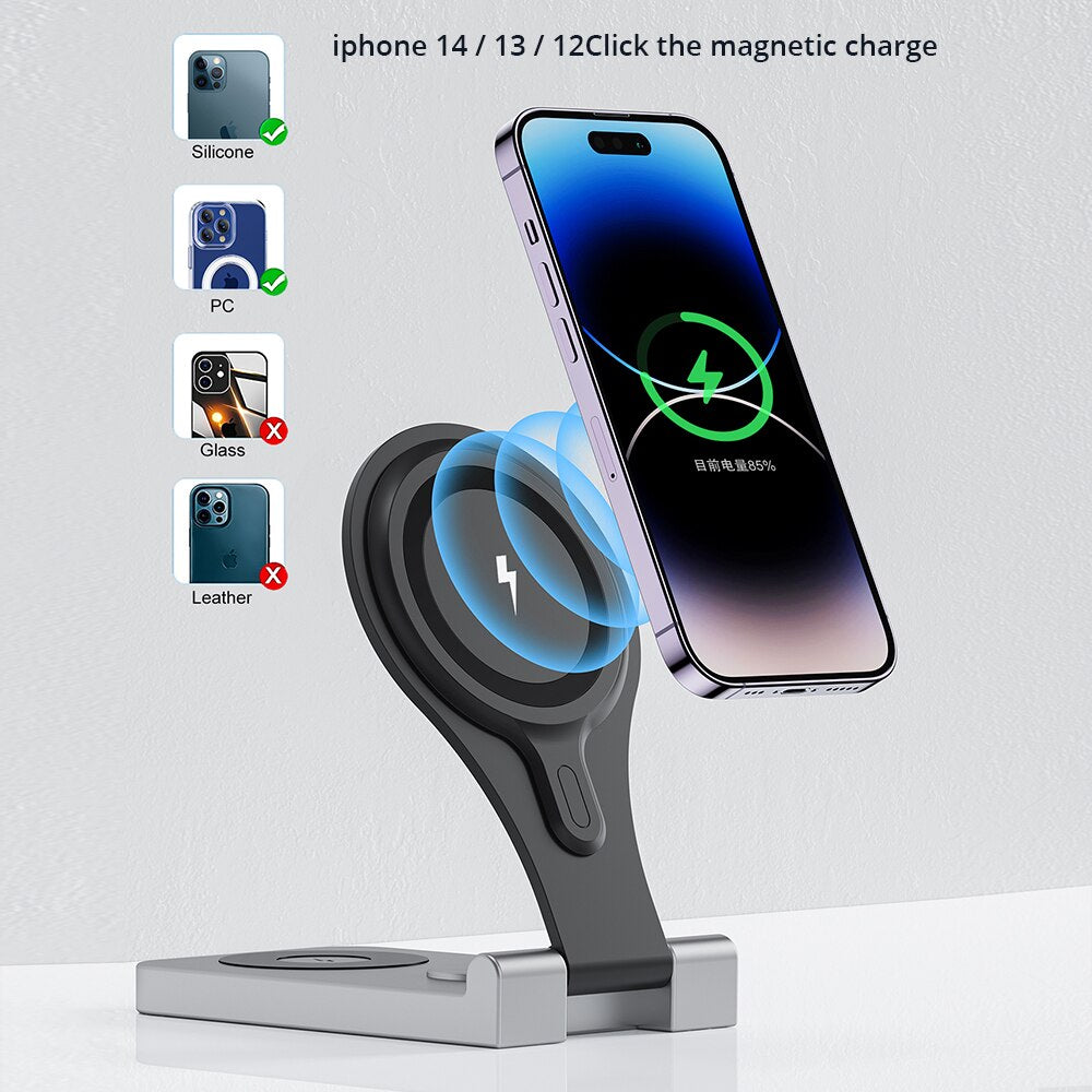 3 in 1 Magnetic Wireless Charger Foldable for iPhone, Apple Watch & AirPods - iHive