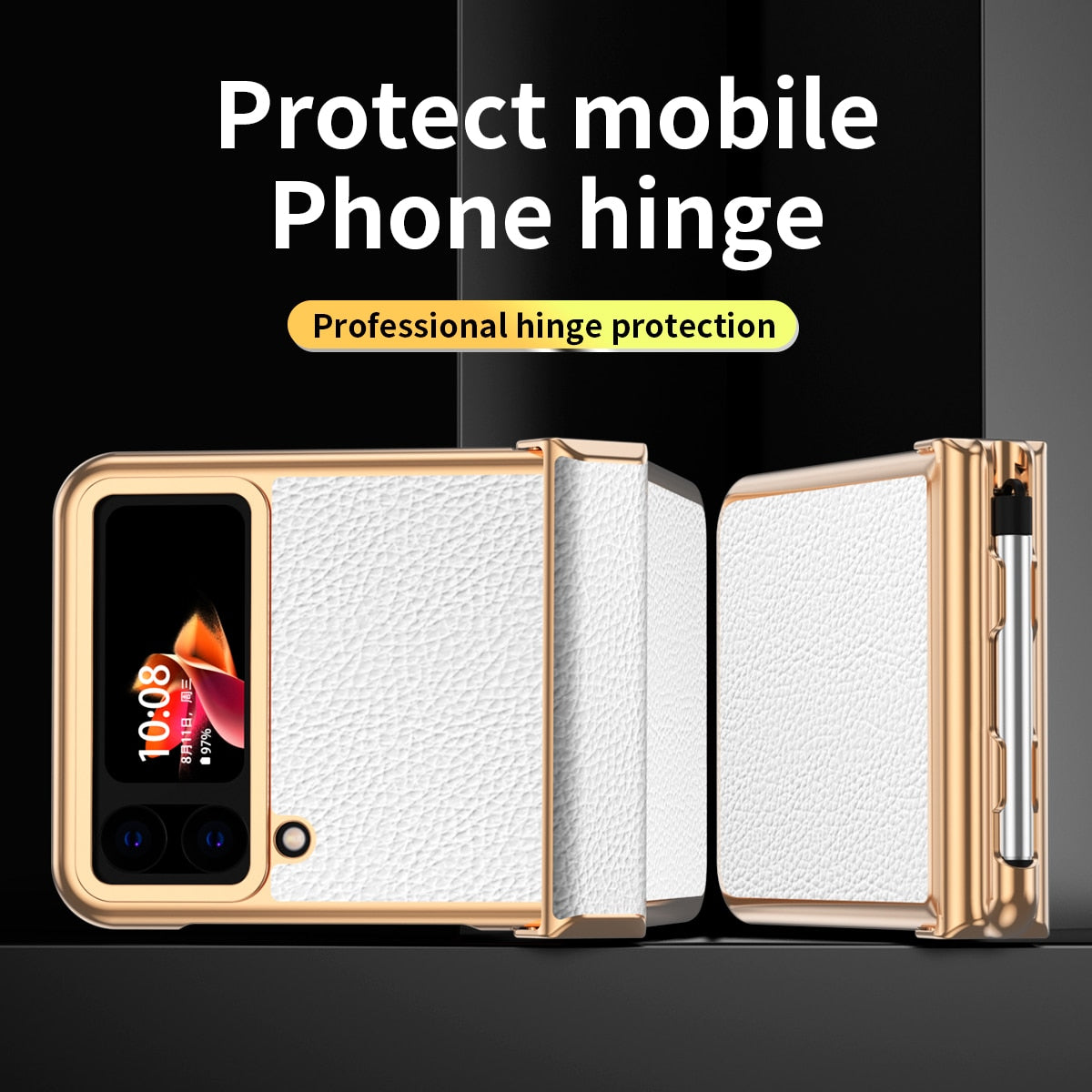 Luxury Leather Case (Pen Slot) For Samsung Galaxy Z Flip 4 - Galaxy Z Flip 4 Case