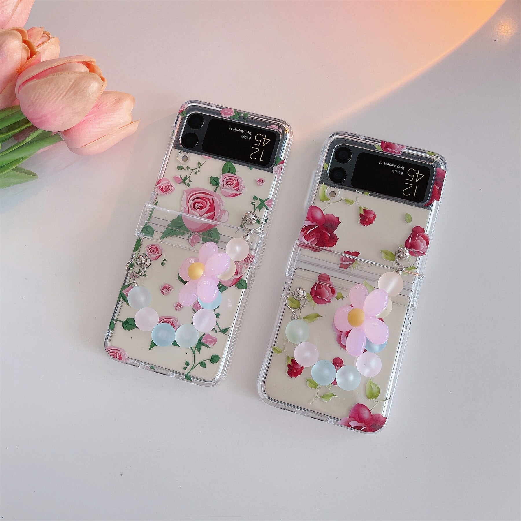 Cute Rose Flower Bracelet Case for Samsung Galaxy Z Flip 4 - Galaxy Z Flip 4 Case