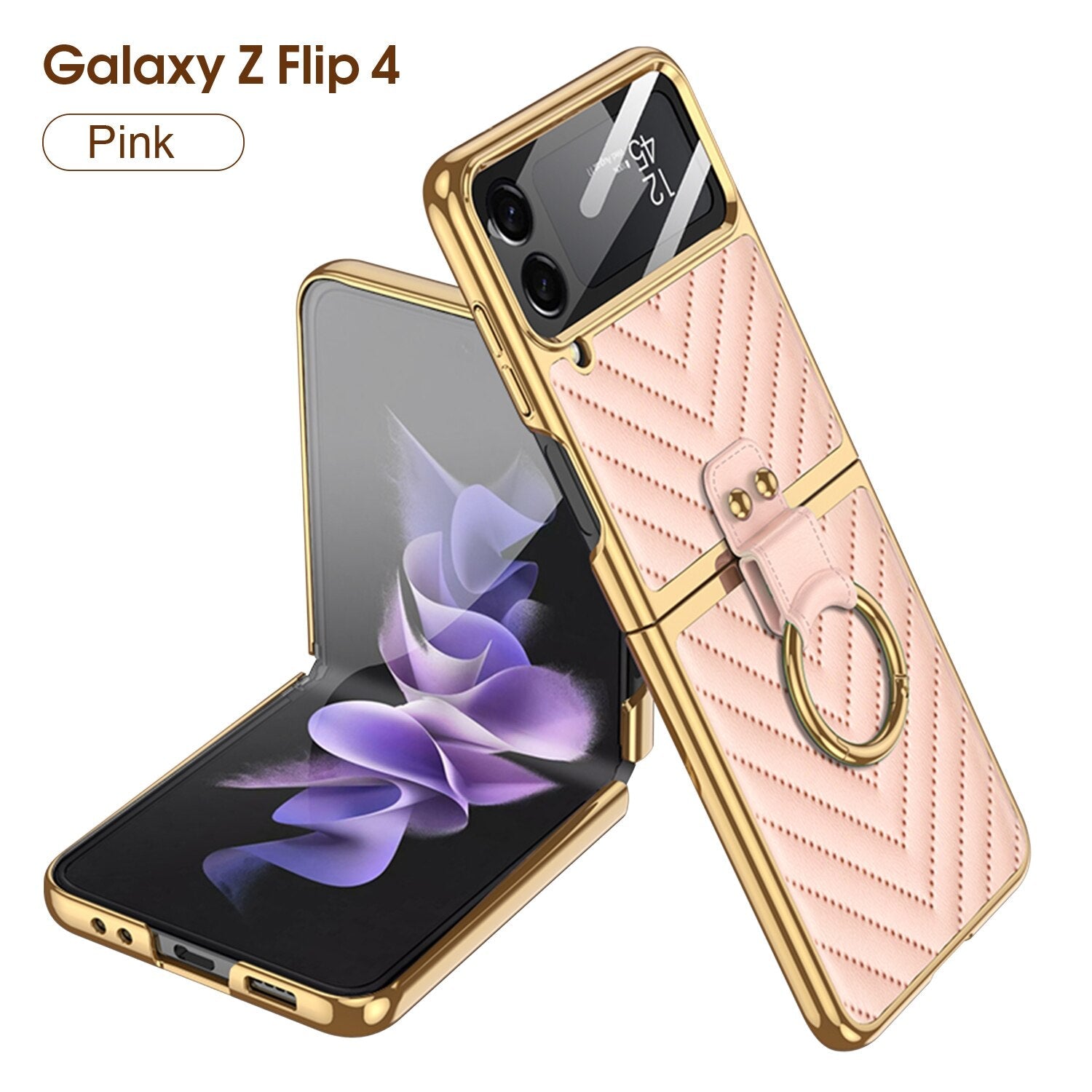Luxury Electroplated Ring Holder Case For Samsung Galaxy Z Flip 4 - Galaxy Z Flip 4 Case