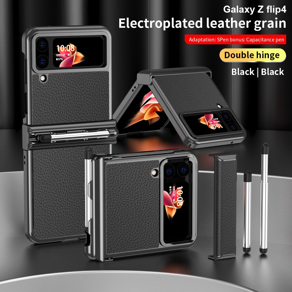 Luxury Leather Case (Pen Slot) For Samsung Galaxy Z Flip 4 - Galaxy Z Flip 4 Case