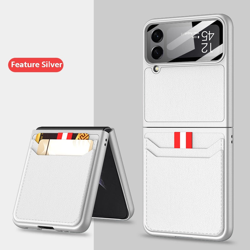 Leather Case with Card Holder For Samsung Galaxy Z Flip 4 - Galaxy Z Flip 4 Case