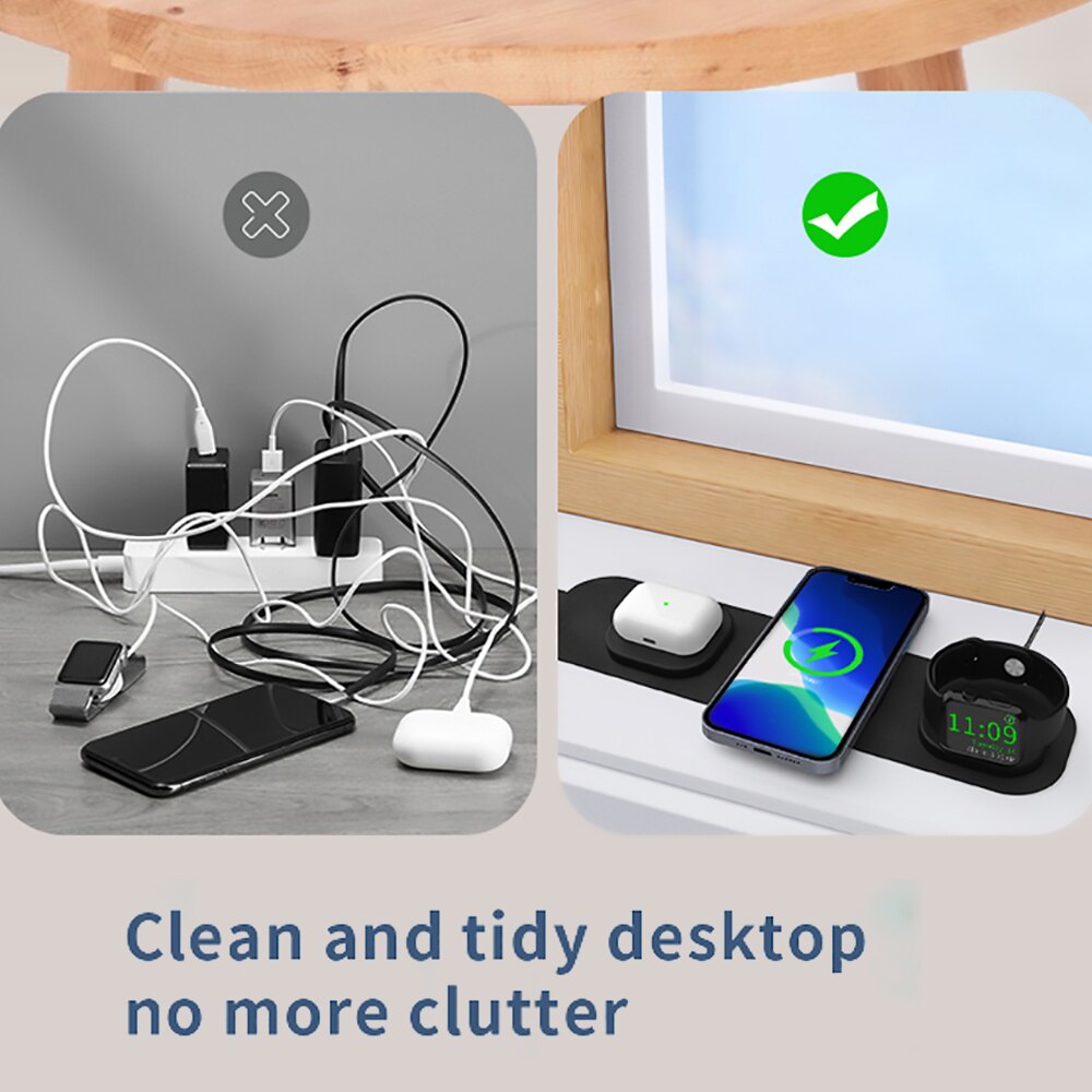 3 in 1 Foldable Travel Wireless Charger for iPhone, Apple Watch & AirPods - iHive