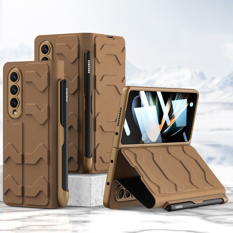 Leather Case with S Pen & Card Slot for Samsung Galaxy Z Fold 4