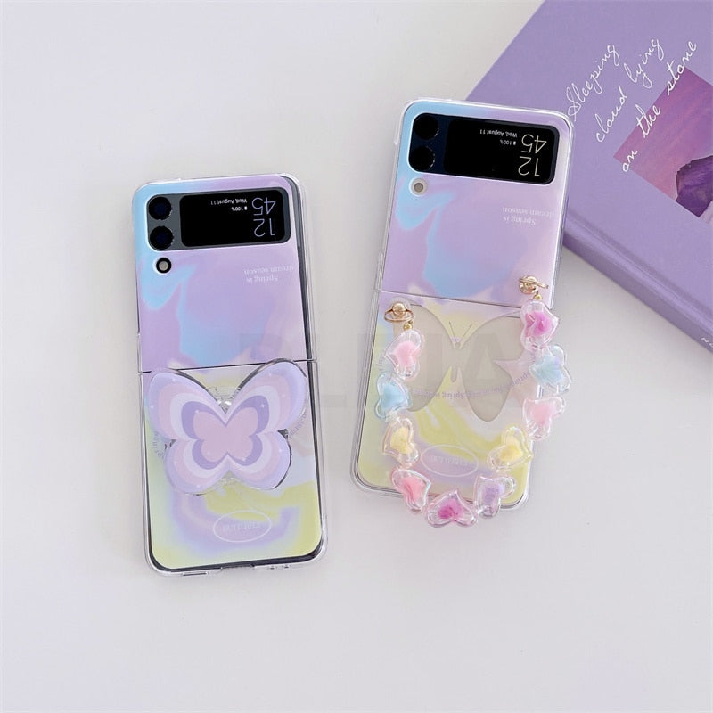 Cute Butterfly Bracelet Phone Stand Case For Samsung Galaxy Z Flip 4 - Galaxy Z Flip 4 Case