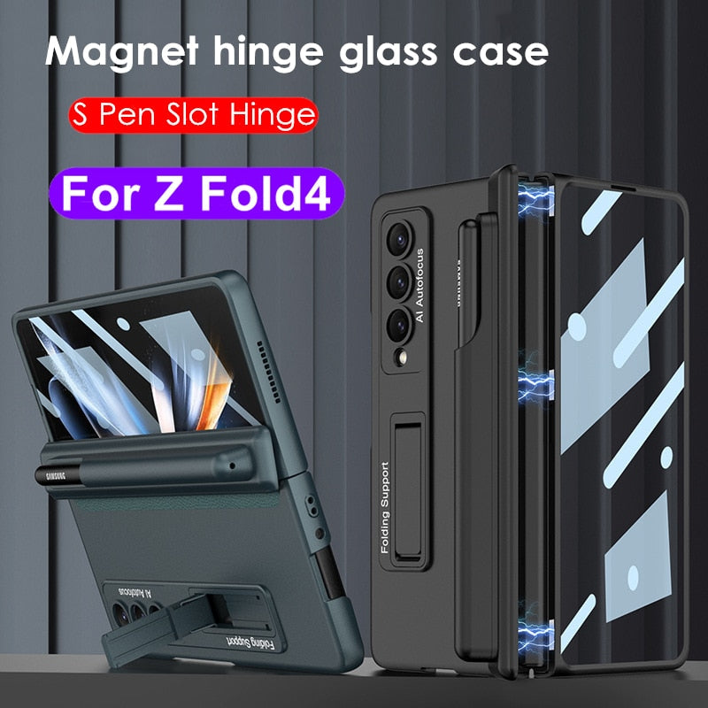 Full Protection Magnet Hinge Pen Slot Case for Samsung Galaxy Z Fold 4
