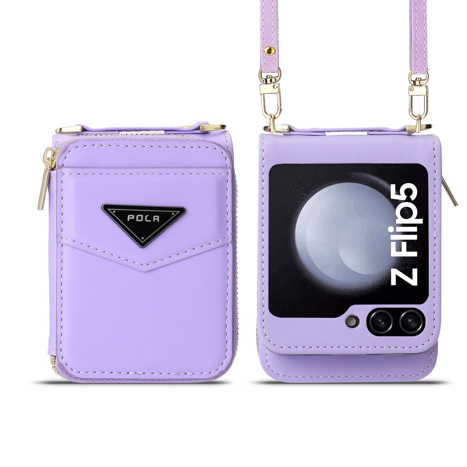 Leather Crossbody Wallet Case for Z Flip 5