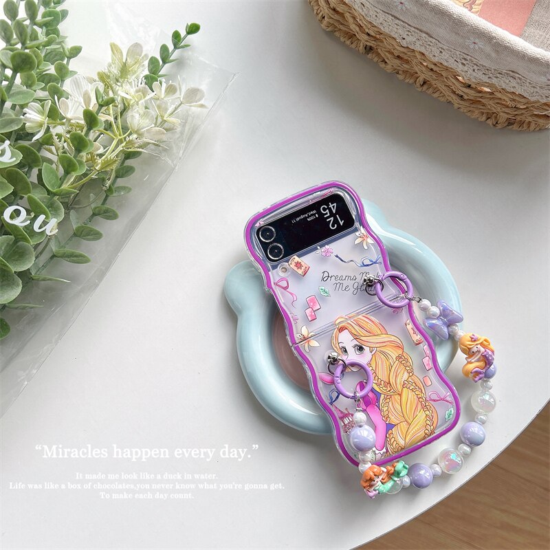 Cute Cartoon Case with bracele for Samsung Galaxy Z Flip 3 & 4