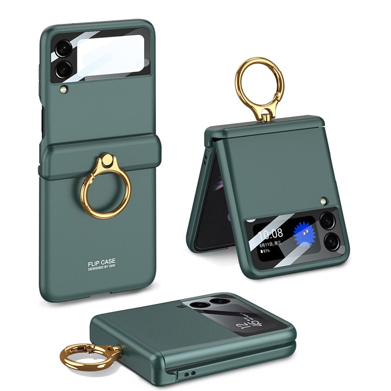 Armor Case with Ring Bracket Stand for Samsung Galaxy Z Flip 4 (Magnetic Hinge Cover) - Galaxy Z Flip 4 Case