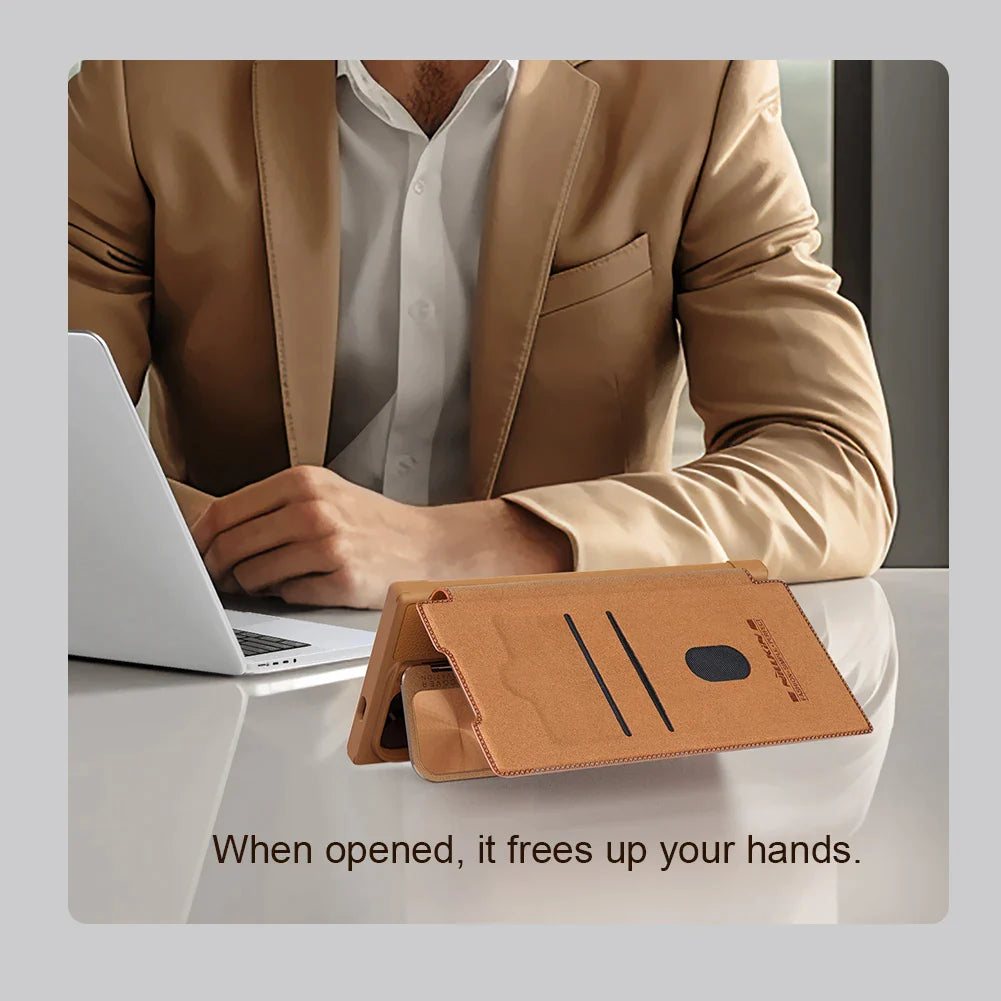 Leather Case with Card Slot & Camera Protection For Galaxy S24 Series