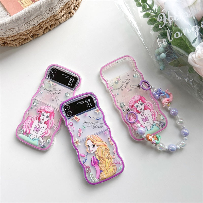 Cute Cartoon Case with bracele for Samsung Galaxy Z Flip 3 & 4