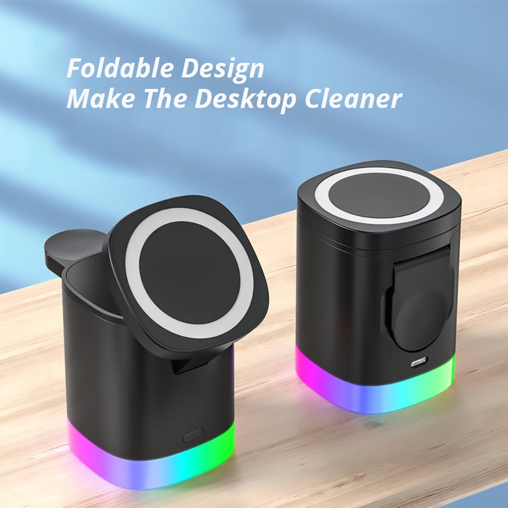 3 in 1 Folding Wireless Charger for Apple Watch, AirPods & iPhone