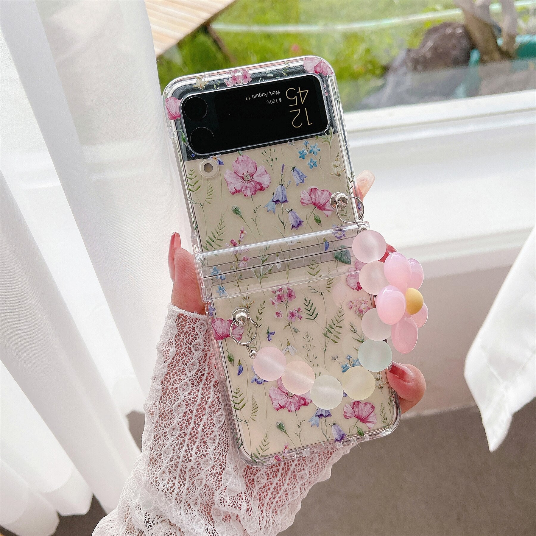 Case with Flowers Bracelet for Samsung Galaxy Z Flip 4 - Galaxy Z Flip 4 Case