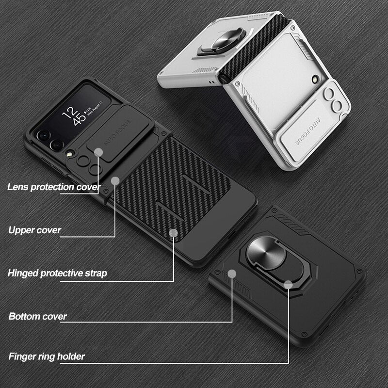 Armor Case with Camera Protection & Ring Stand For Samsung Galaxy Z Flip 4 - Galaxy Z Flip 4 Case