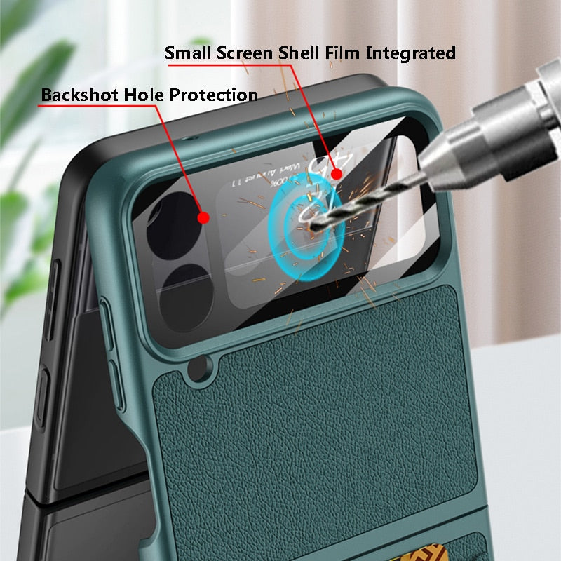 Leather Case with Card Holder For Samsung Galaxy Z Flip 4 - Galaxy Z Flip 4 Case
