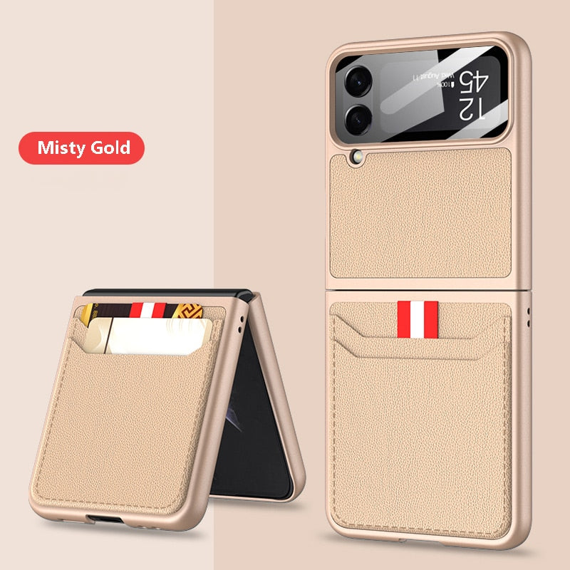 Leather Case with Card Holder For Samsung Galaxy Z Flip 4 - Galaxy Z Flip 4 Case