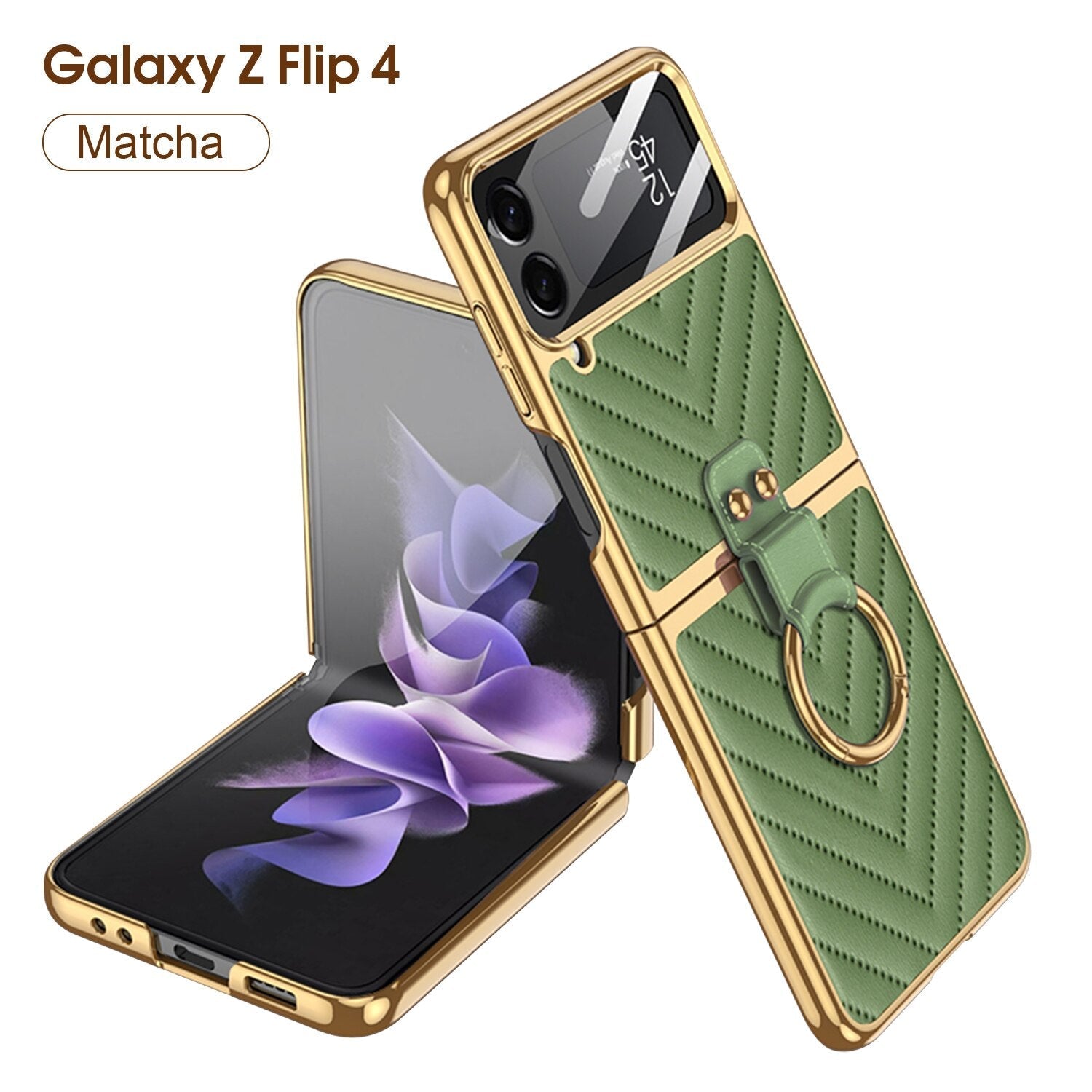 Luxury Electroplated Ring Holder Case For Samsung Galaxy Z Flip 4 - Galaxy Z Flip 4 Case