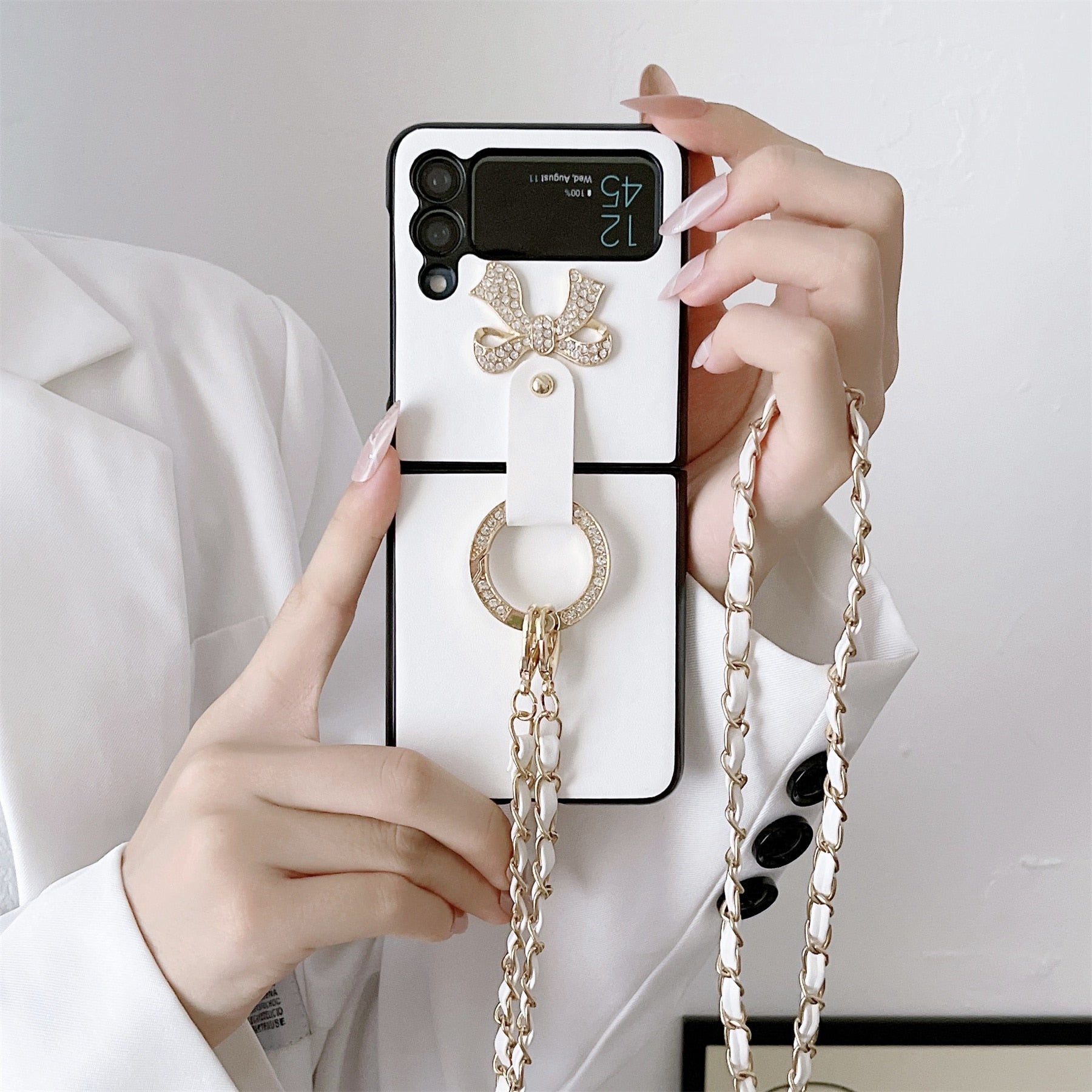 Luxury Crossbody Leather Case for Samsung Galaxy Z Flip 4 - Galaxy Z Flip 4 Case