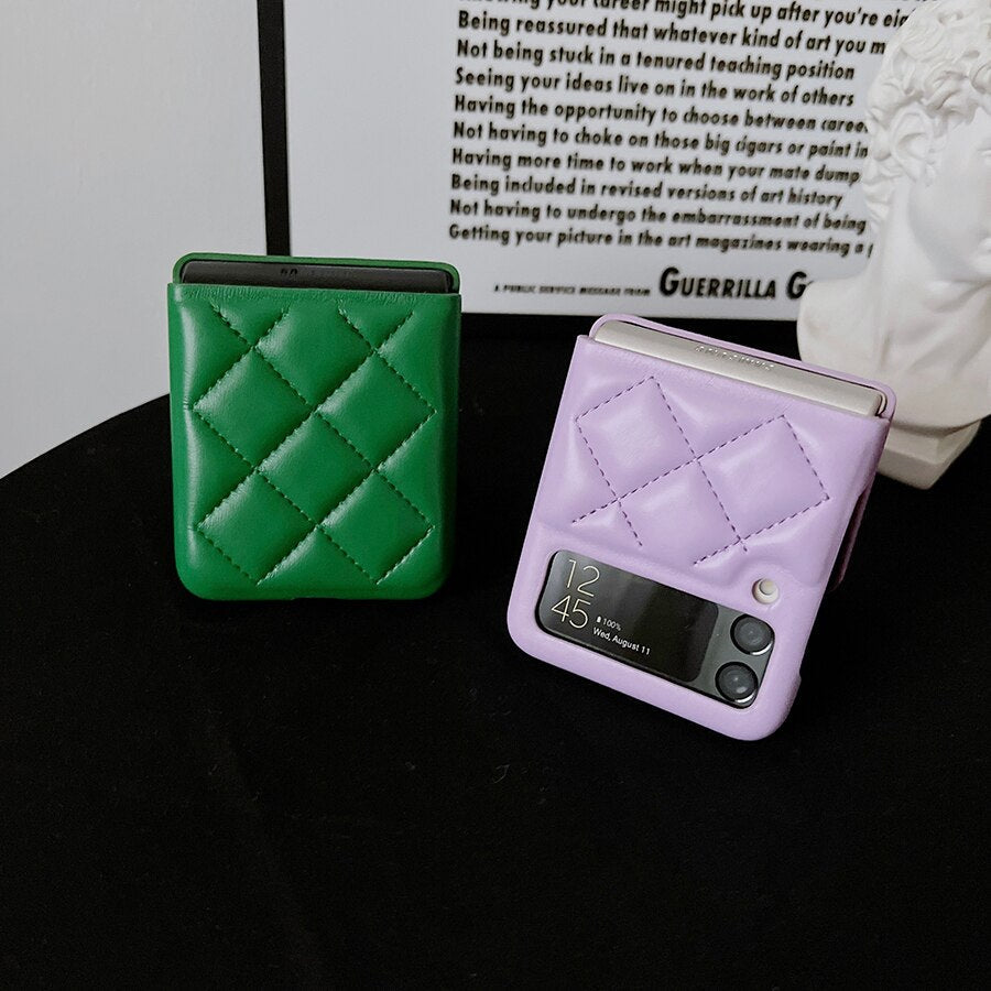 New Fashion Lattice Down Jacket Phone Case For Samsung Galaxy Z Flip 4 - Galaxy Z Flip 4 Case