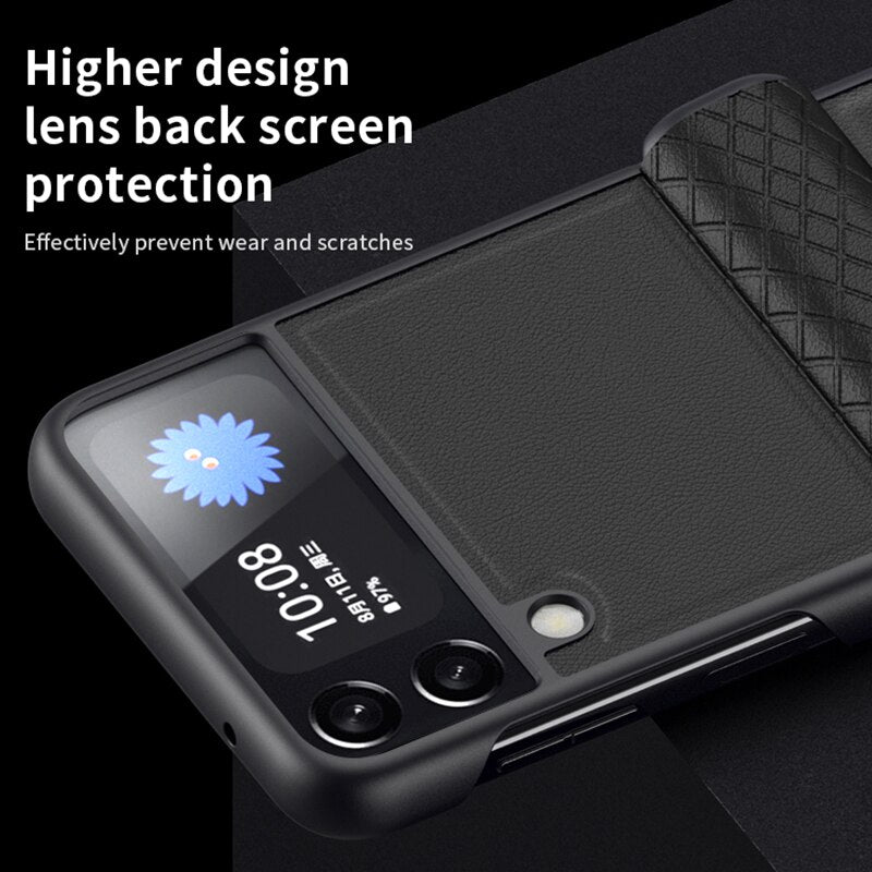 Luxury Leather Hinge Protective Case For Samsung Galaxy Z Flip 4 - Galaxy Z Flip 4 Case