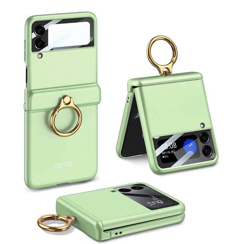 Armor Case with Ring Bracket Stand for Samsung Galaxy Z Flip 4 (Magnetic Hinge Cover) - Galaxy Z Flip 4 Case