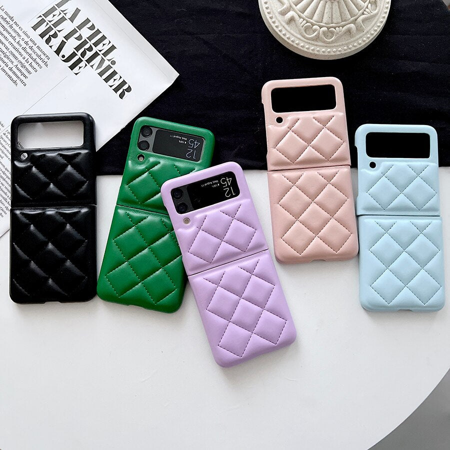 New Fashion Lattice Down Jacket Phone Case For Samsung Galaxy Z Flip 4 - Galaxy Z Flip 4 Case