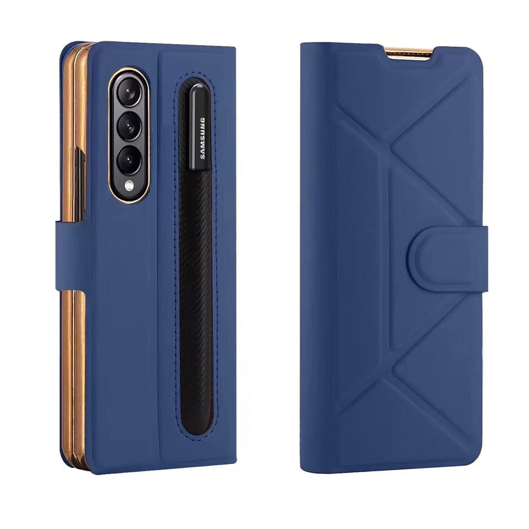 Leather Flip Stand S Pen Holder Slot Case For Galaxy Z Fold 4