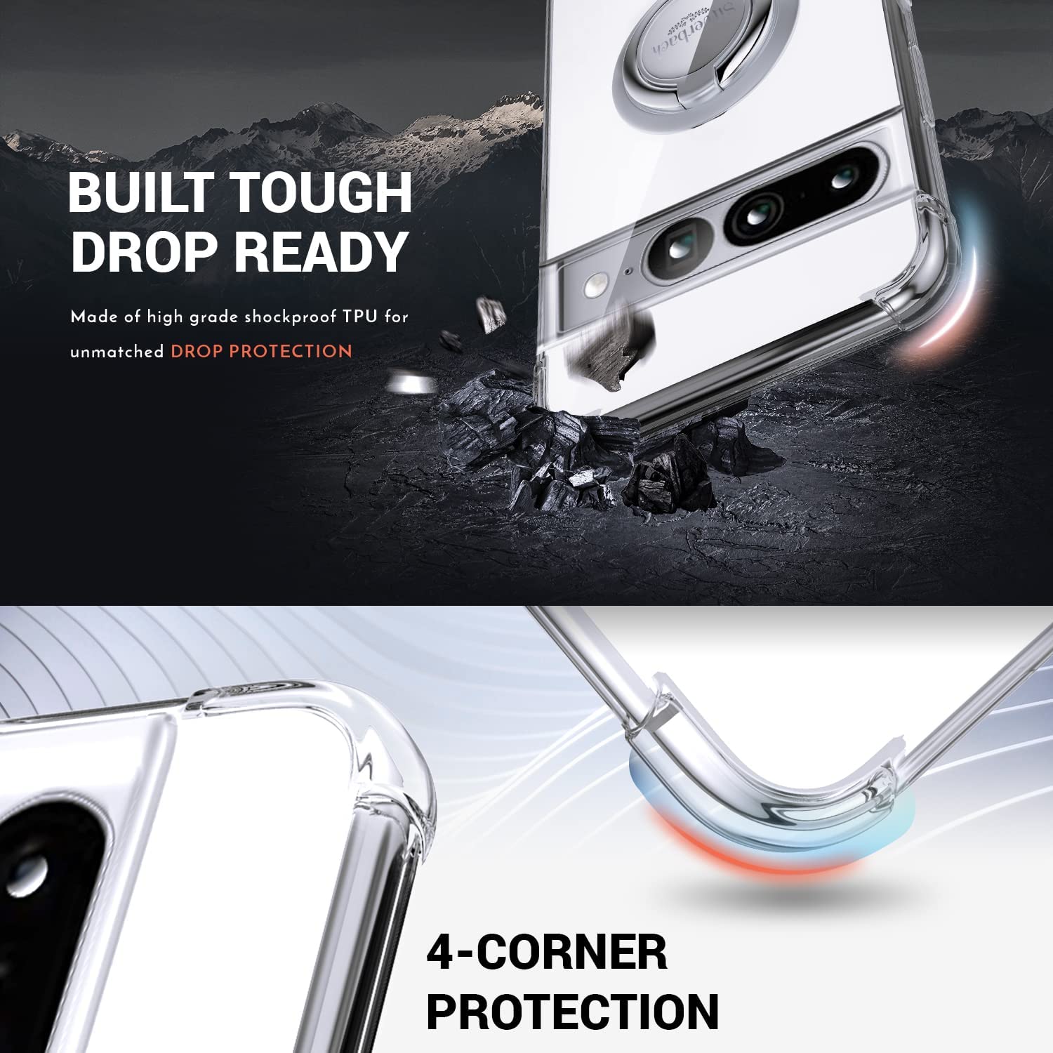 Ring Holder Shockproof Phone Case For Google Pixel 7 Pro - The Pixel Store