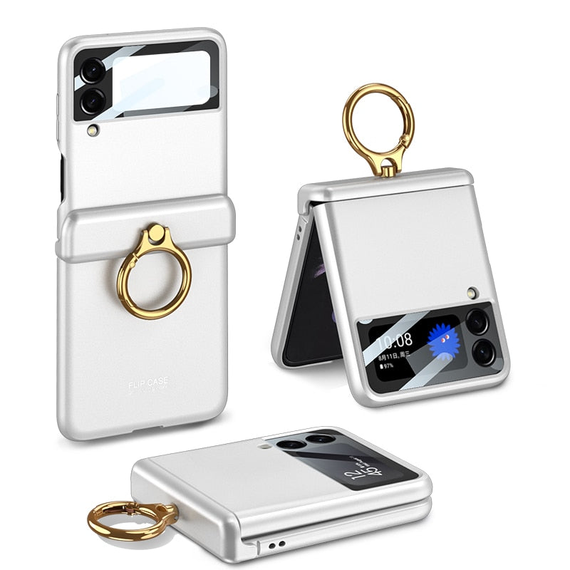 Armor Case with Ring Bracket Stand for Samsung Galaxy Z Flip 4 (Magnetic Hinge Cover) - Galaxy Z Flip 4 Case
