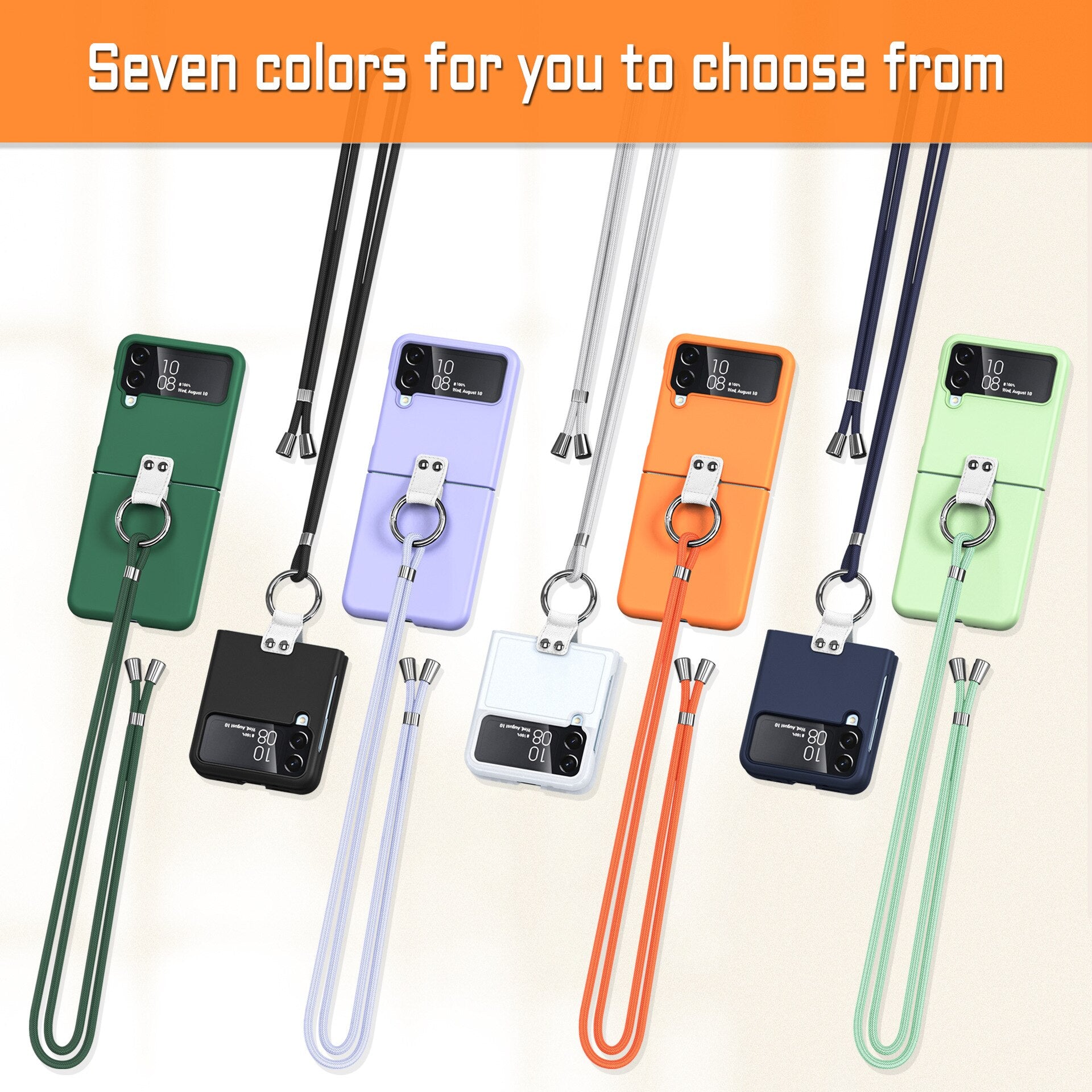 Luxury Ring Holder Case With Lanyard For Samsung Galaxy Z Flip 4 - Galaxy Z Flip 4 Case