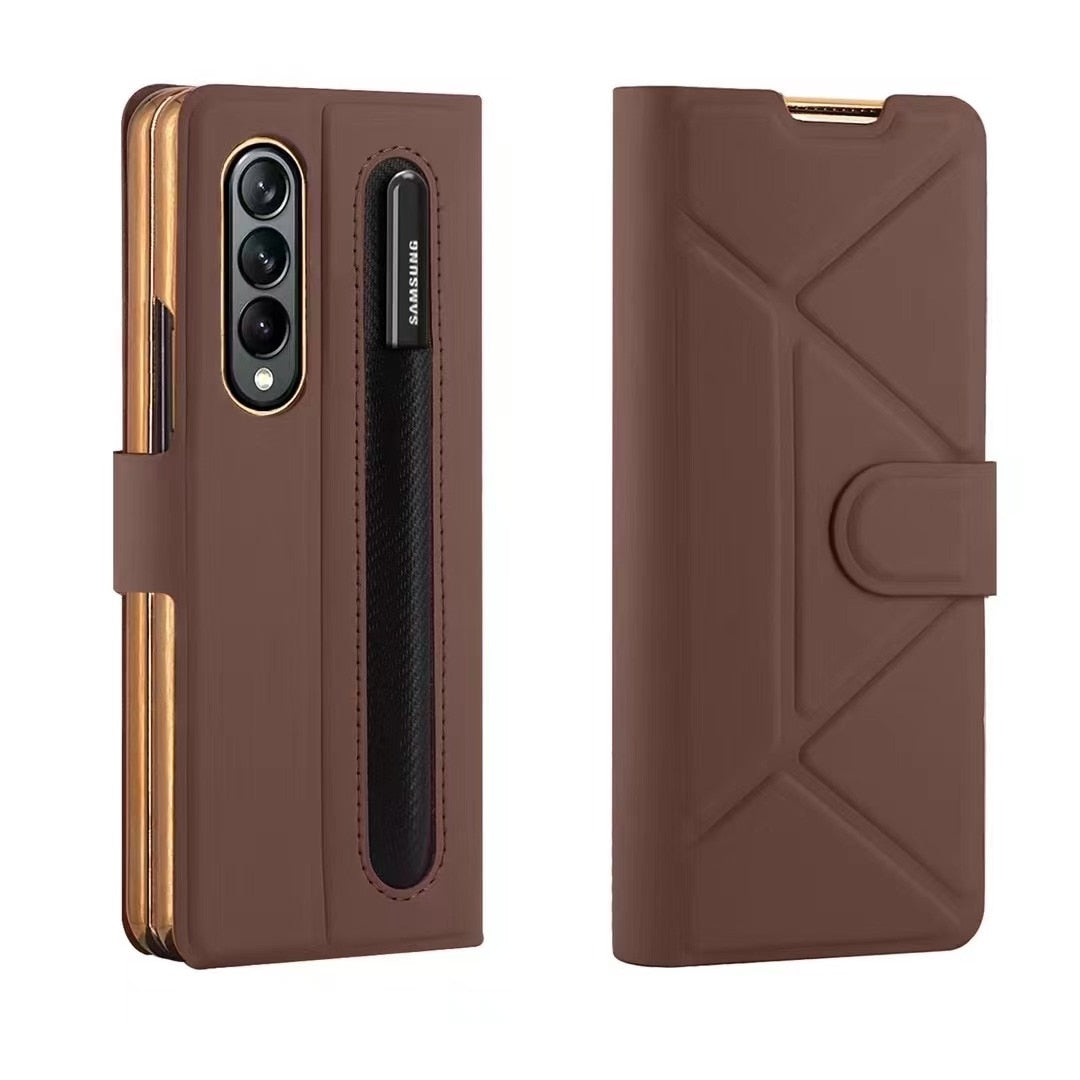 Leather Flip Stand S Pen Holder Slot Case For Galaxy Z Fold 4