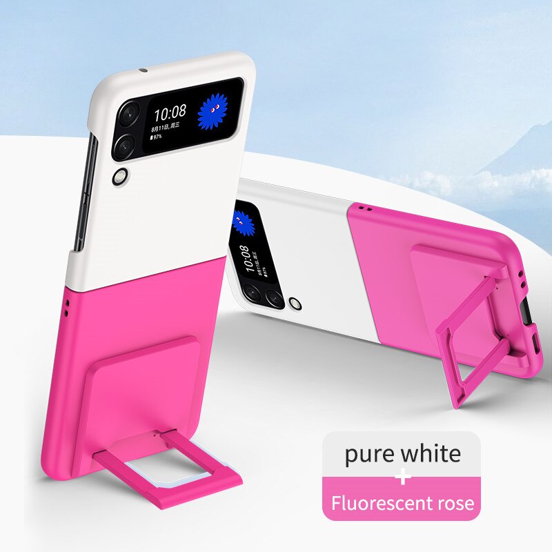 Contrasting Colors Case with Invisible Bracket For Samsung Galaxy Z Flip 4 - Galaxy Z Flip 4 Case