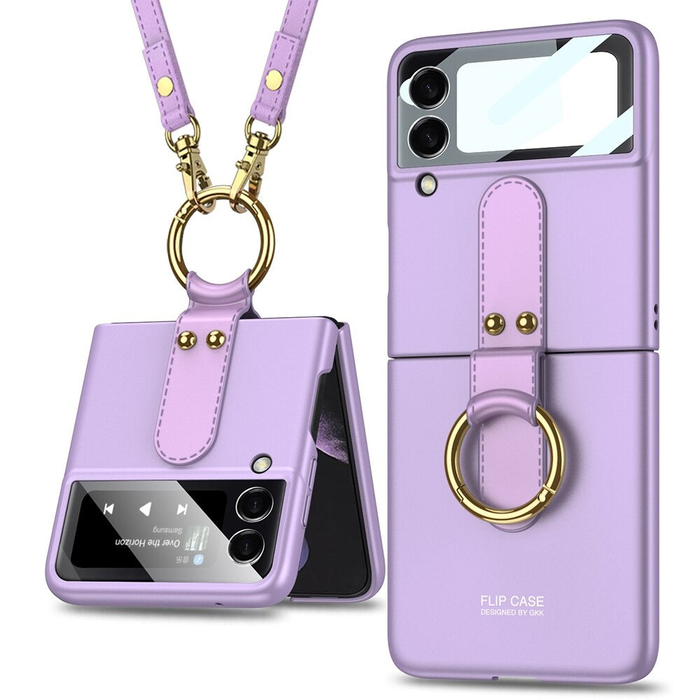 Luxury Ultra-thin Ring Strap Ring Stand Hard Case For Galaxy Z Flip 4 - Galaxy Z Flip 4 Case