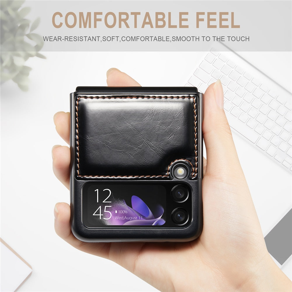 Vintage Leather Cover For Z FLIP 4 - Galaxy Z Flip 4 Case
