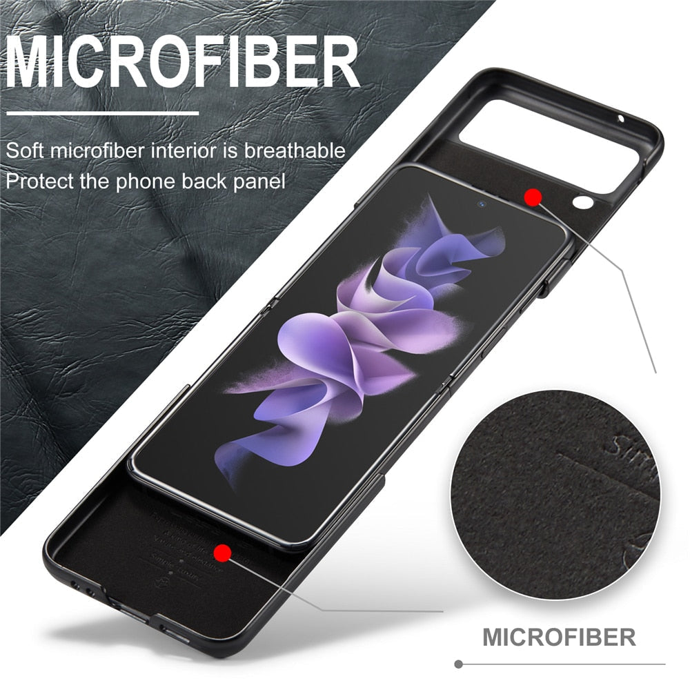 Vintage Leather Cover For Z FLIP 4 - Galaxy Z Flip 4 Case