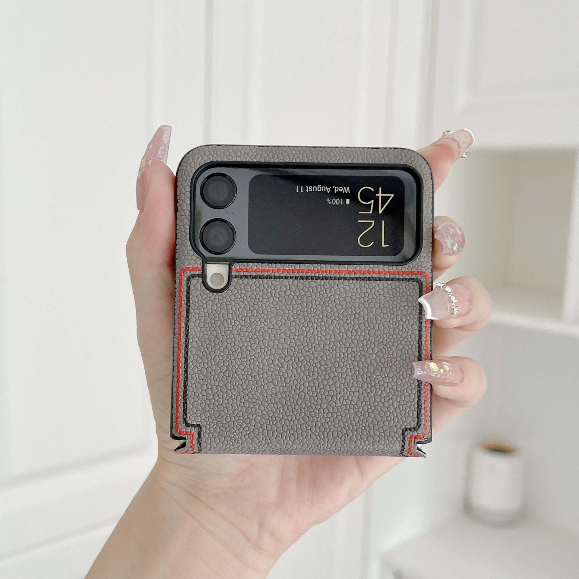 Fashion Joint name Lychee Case for Samsung Galaxy Z Flip 4 - Galaxy Z Flip 4 Case