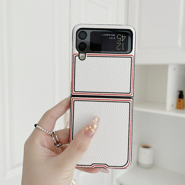 Fashion Joint name Lychee Case for Samsung Galaxy Z Flip 4 - Galaxy Z Flip 4 Case