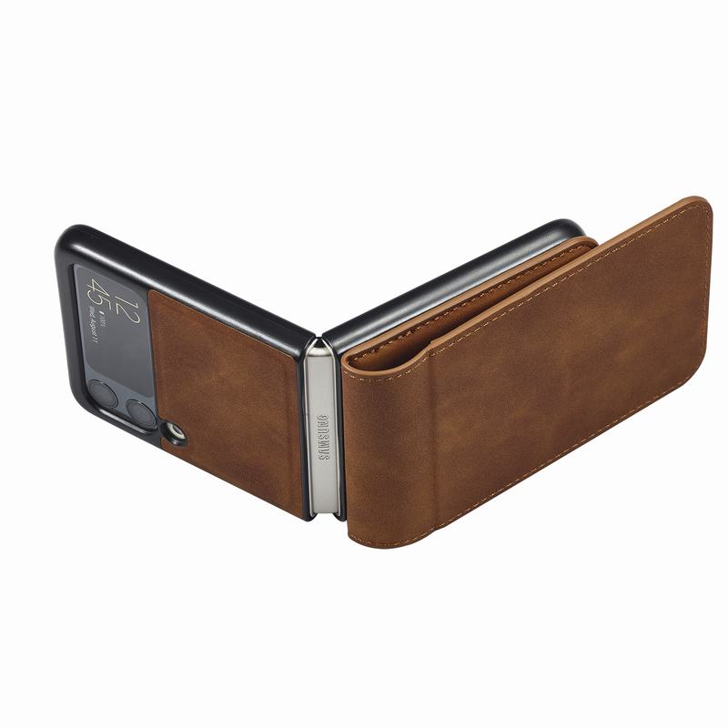 Luxury Leather Wallet Case For Z Flip 4 - Galaxy Z Flip 4 Case