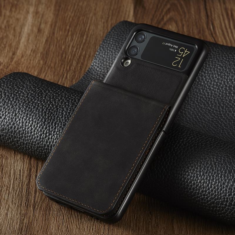 Luxury Leather Wallet Case For Z Flip 4 - Galaxy Z Flip 4 Case