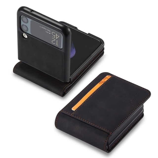 Luxury Leather Wallet Case For Z Flip 4 - Galaxy Z Flip 4 Case