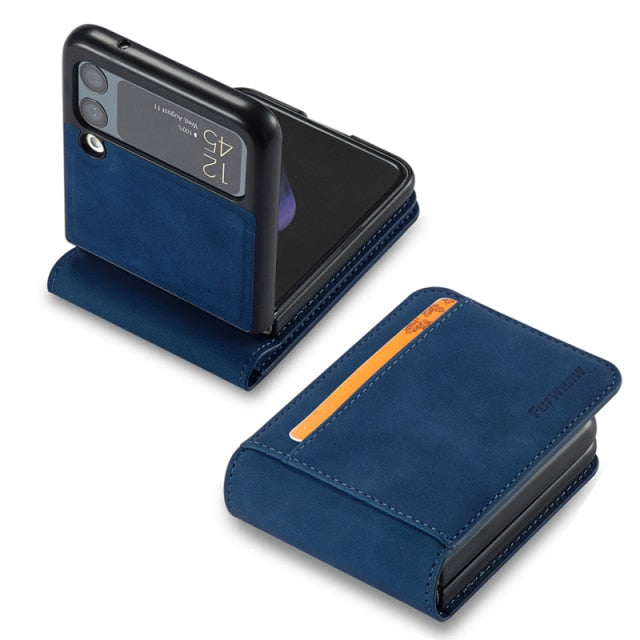 Luxury Leather Wallet Case For Z Flip 4 - Galaxy Z Flip 4 Case