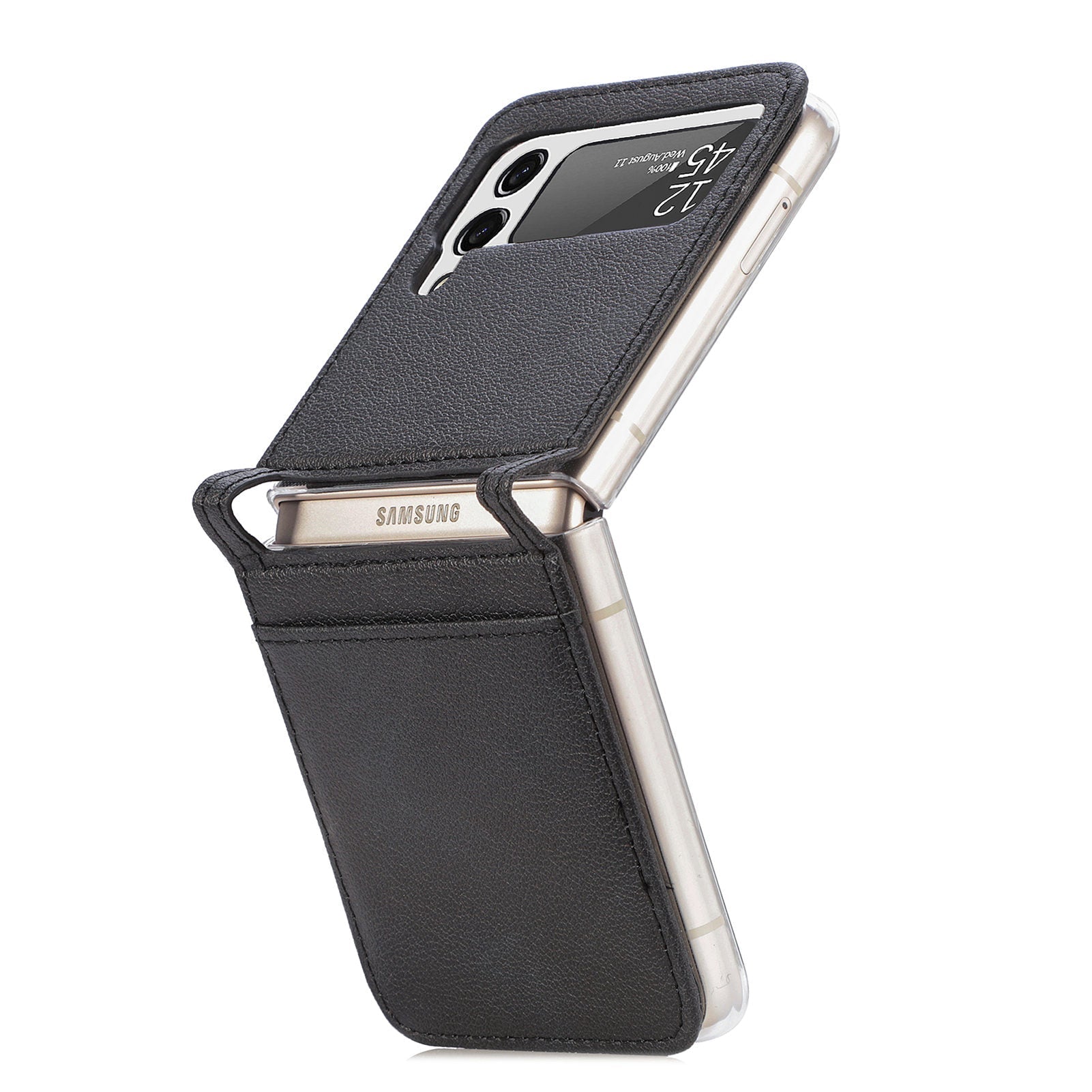 Leather Case With Card Holder For Z Flip 4 - Galaxy Z Flip 4 Case