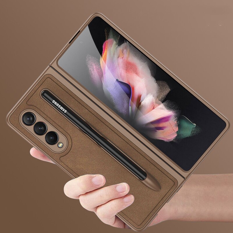 Removable Pen Holder Leather Cover For Z FOLD 4