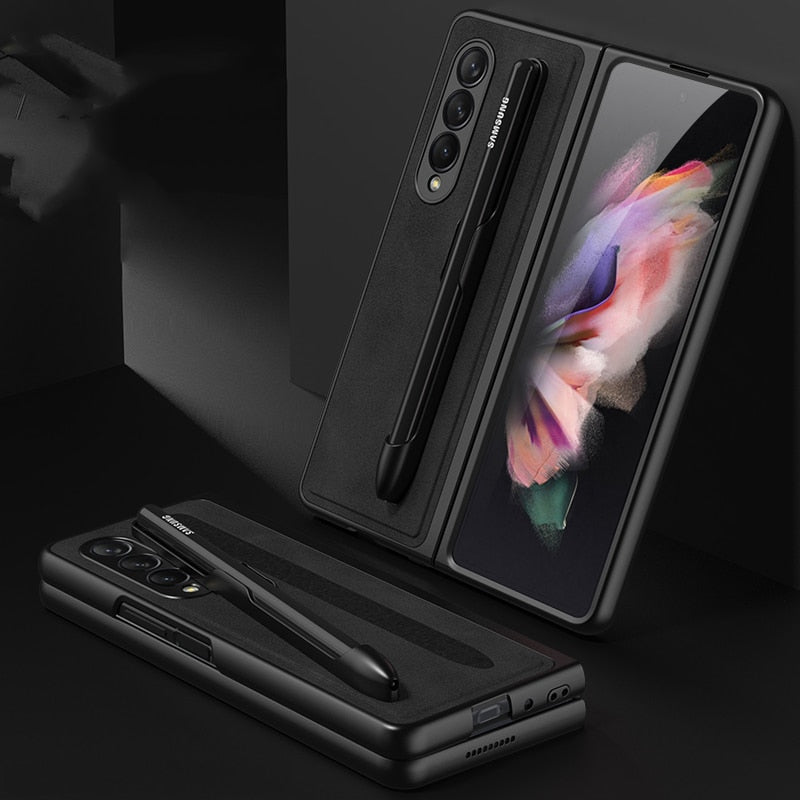 Removable Pen Holder Leather Cover For Z FOLD 4