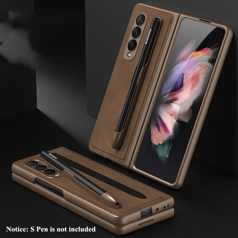 Removable Pen Holder Leather Cover For Z FOLD 4