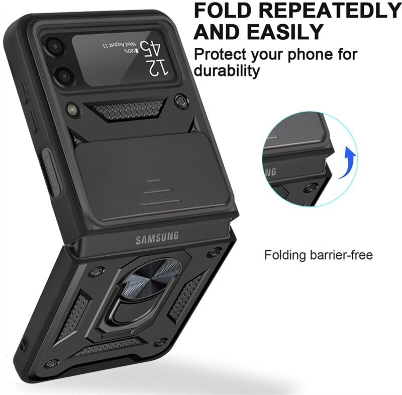 Drop Tested Cover with Magnetic Kickstand Car Mount Protective Case for Samsung Galaxy Z Flip 4 - Galaxy Z Flip 4 Case