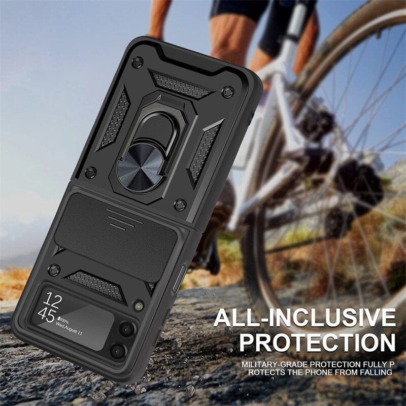 Drop Tested Cover with Magnetic Kickstand Car Mount Protective Case for Samsung Galaxy Z Flip 4 - Galaxy Z Flip 4 Case