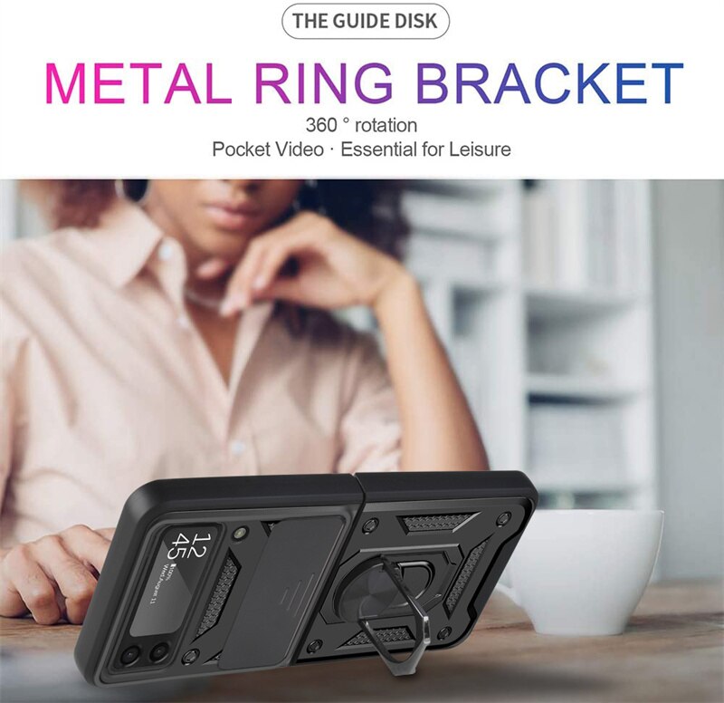 Drop Tested Cover with Magnetic Kickstand Car Mount Protective Case for Samsung Galaxy Z Flip 4 - Galaxy Z Flip 4 Case